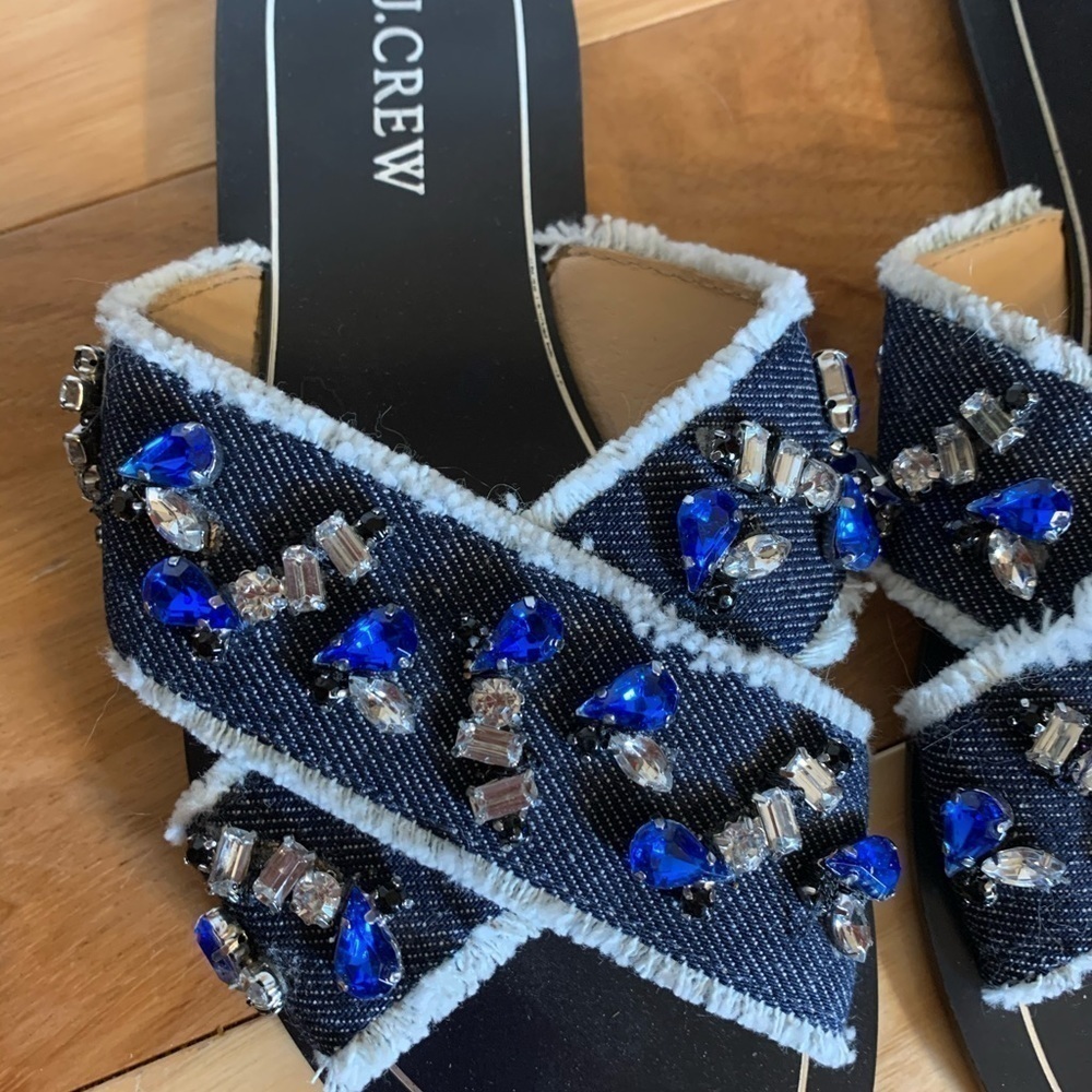 J crew denim Cyprus jeweled sandals 5 - Picture 2 of 5
